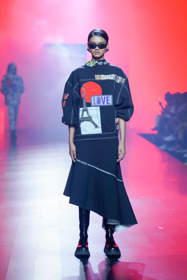 "Good Times Roll" Oversized Jacket And Asymmetric Skirt
