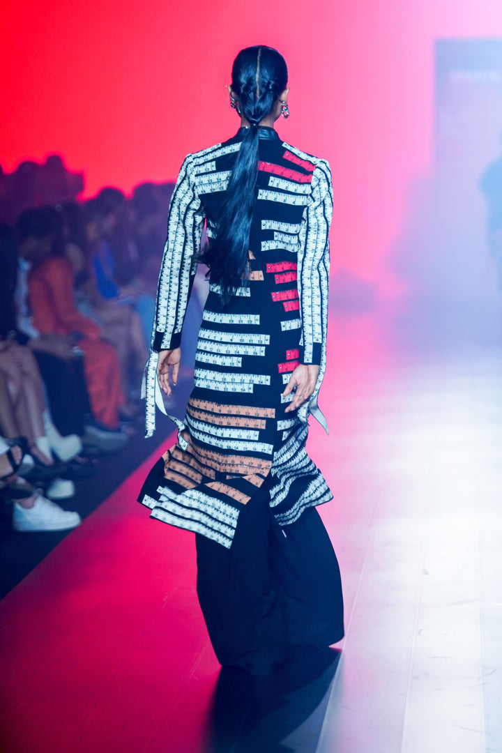 Measuring Tape Long Dress With Flared Pants