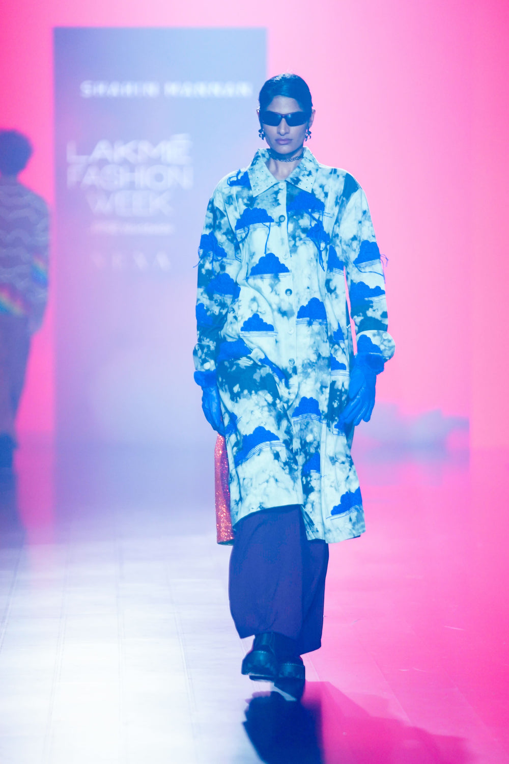 Clouds And Eye Rainbow Front Pleat Dress With Pleated Pants