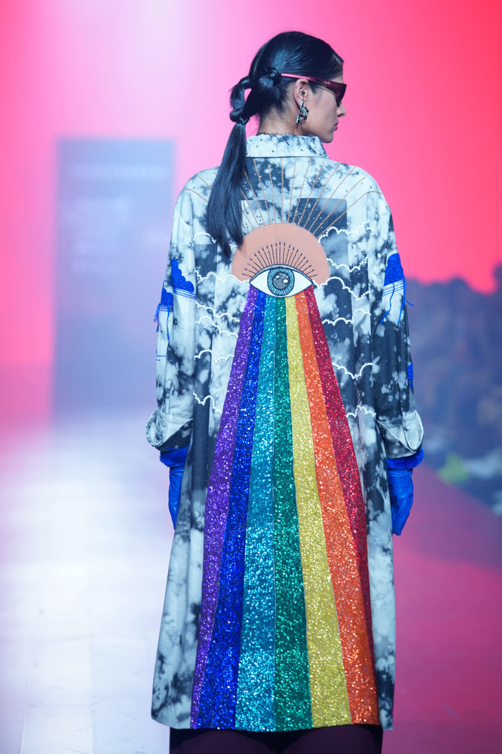 Pleated Pants Of "(Clouds And Eye Rainbow Front Pleat Dress)"