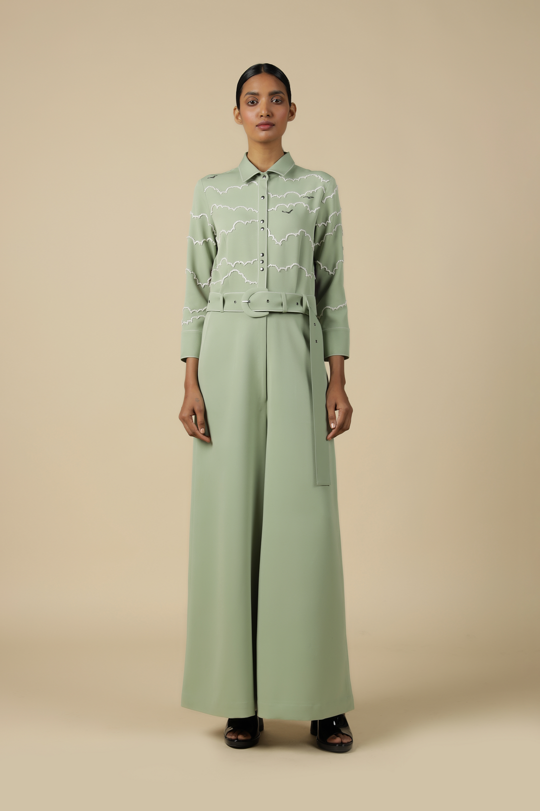 Clouds And Eye Rainbow Jumpsuit With Buckle Belt