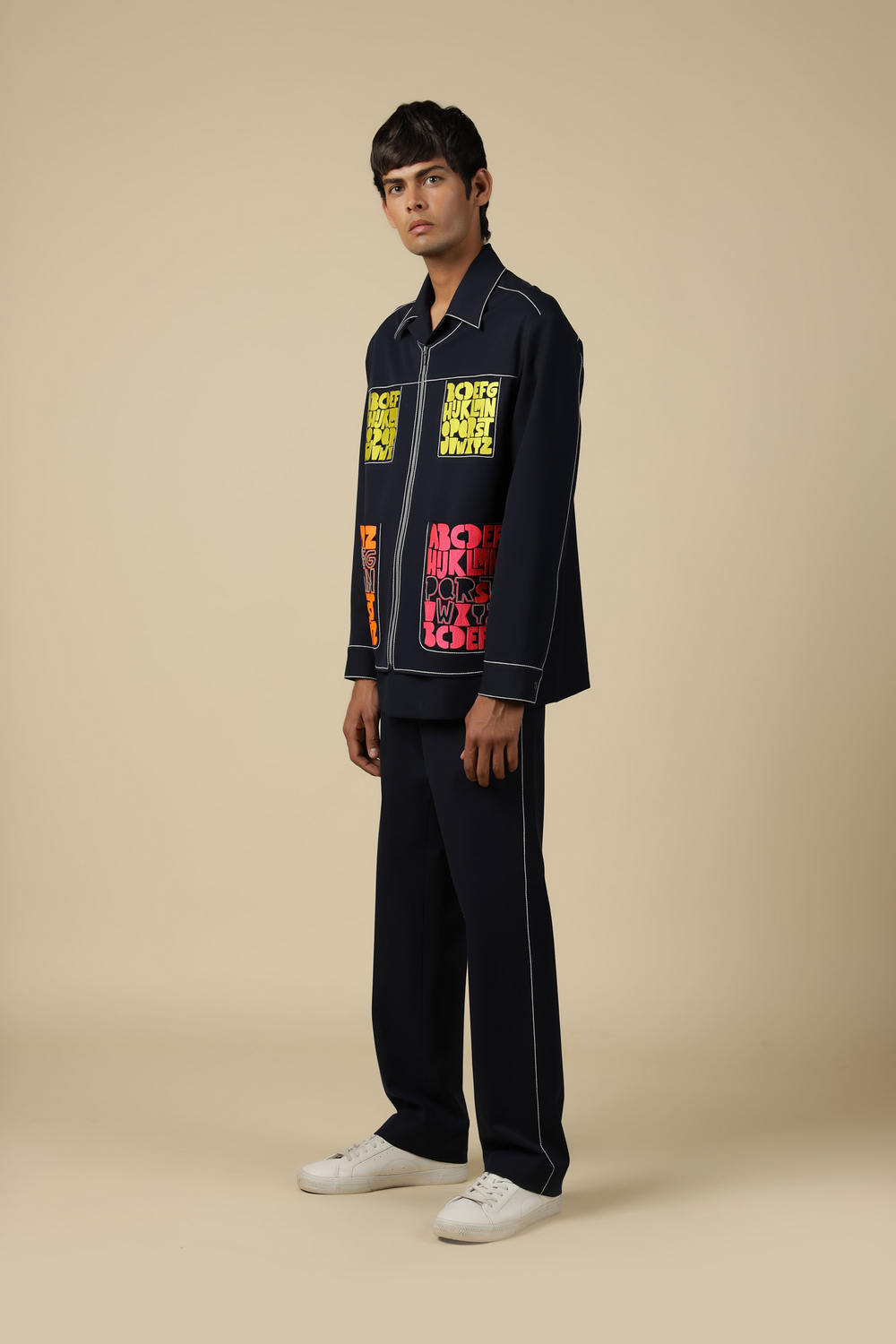 Straight Pants Of "(Pocket Embroidered Jacket )"