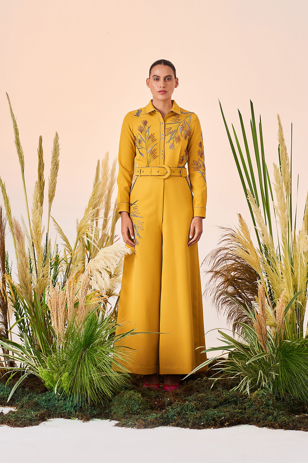 Grass Jumpsuit With Belt
