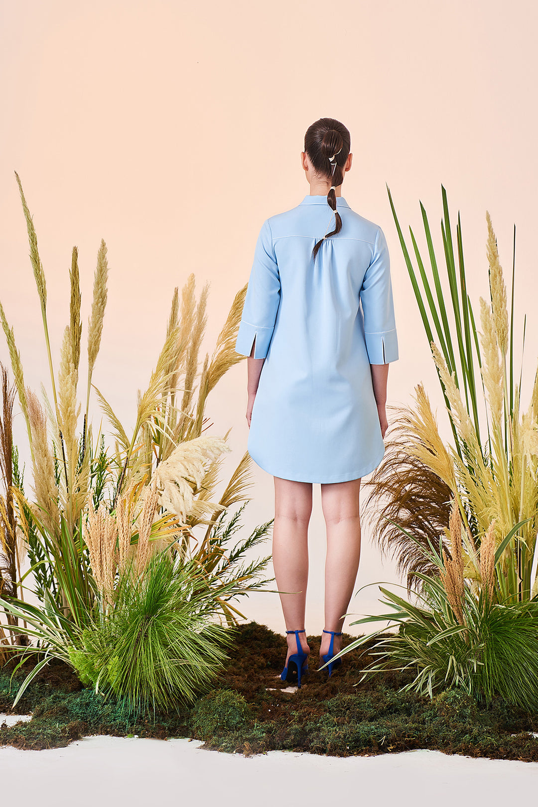 Rainbow And Rose Back Gather Shirt Dress