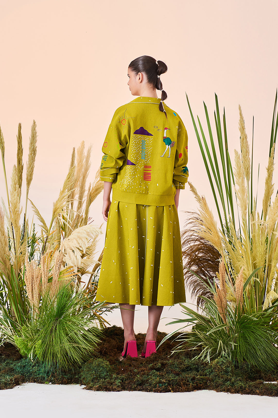 Circular Skirt Of (Abstract Shapes And Ostrich Jacket)