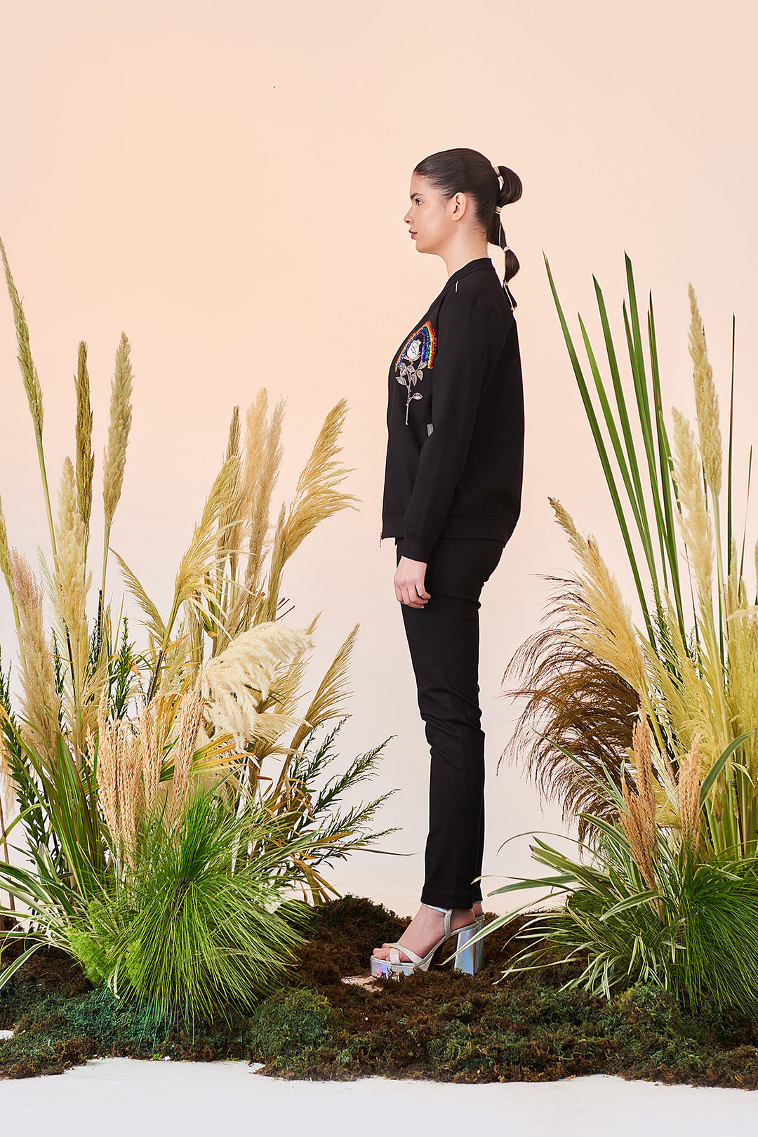 Narrow Pant Of (Rainbow And Rose Bomber Jacket)