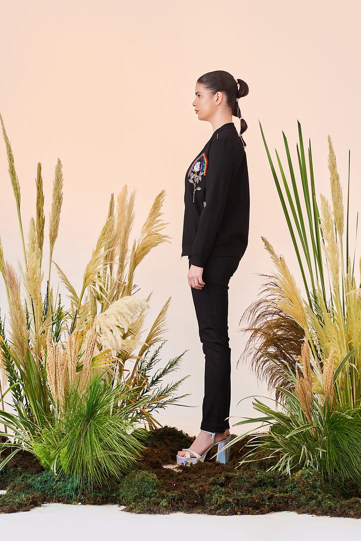 Narrow Pant Of (Rainbow And Rose Bomber Jacket)
