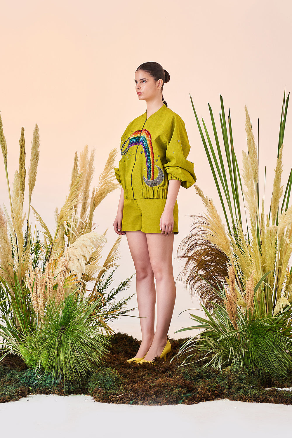 Shorts Of (Sun, Moon, Star, Rainbow Balloon Sleeves Bomber Jacket)