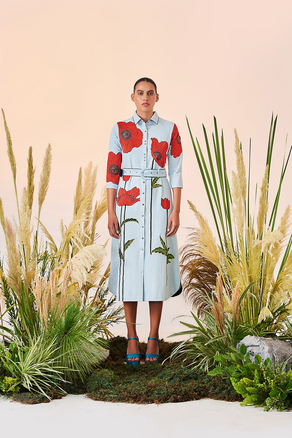 Poppy Long Shirt Dress With Buckle Belt