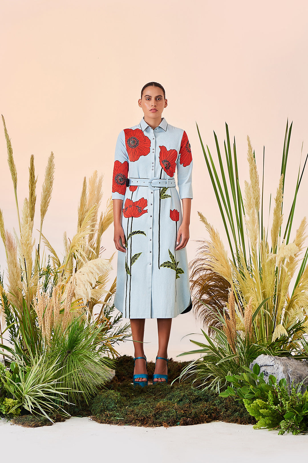 Poppy Long Shirt Dress With Buckle Belt