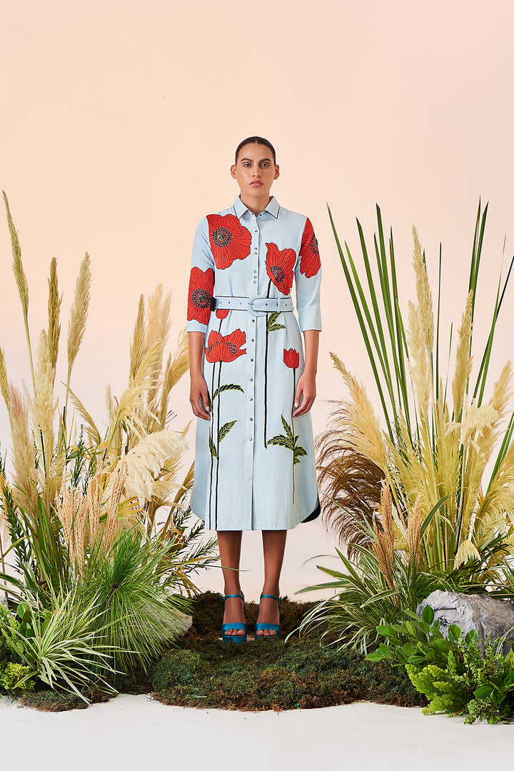Poppy Long Shirt Dress With Buckle Belt