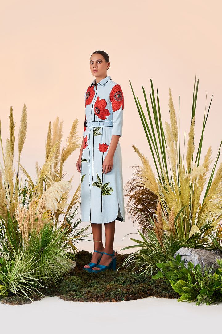 Poppy Long Shirt Dress With Buckle Belt