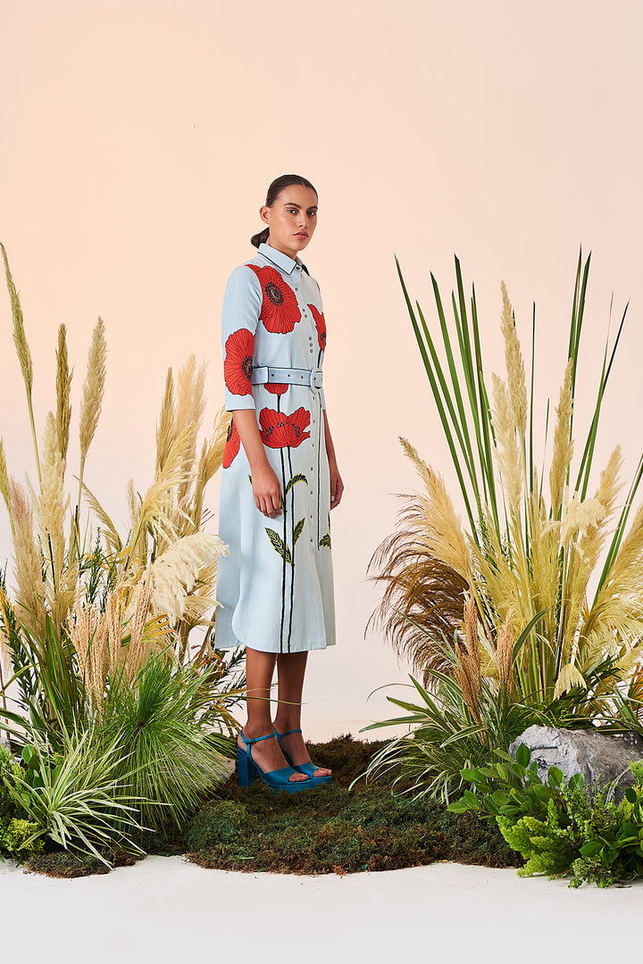 Poppy Long Shirt Dress With Buckle Belt