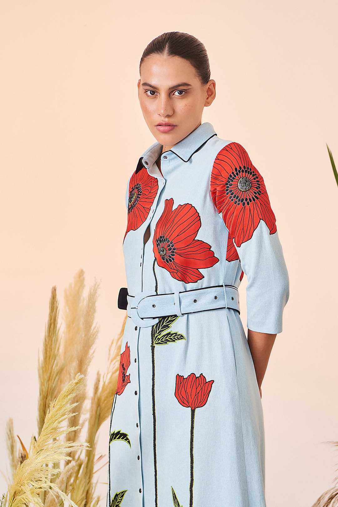 Poppy Long Shirt Dress With Buckle Belt