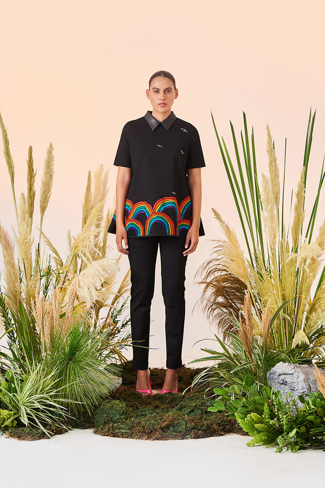 Narrow Pant Of (Rainbows And Birds Flared Top)