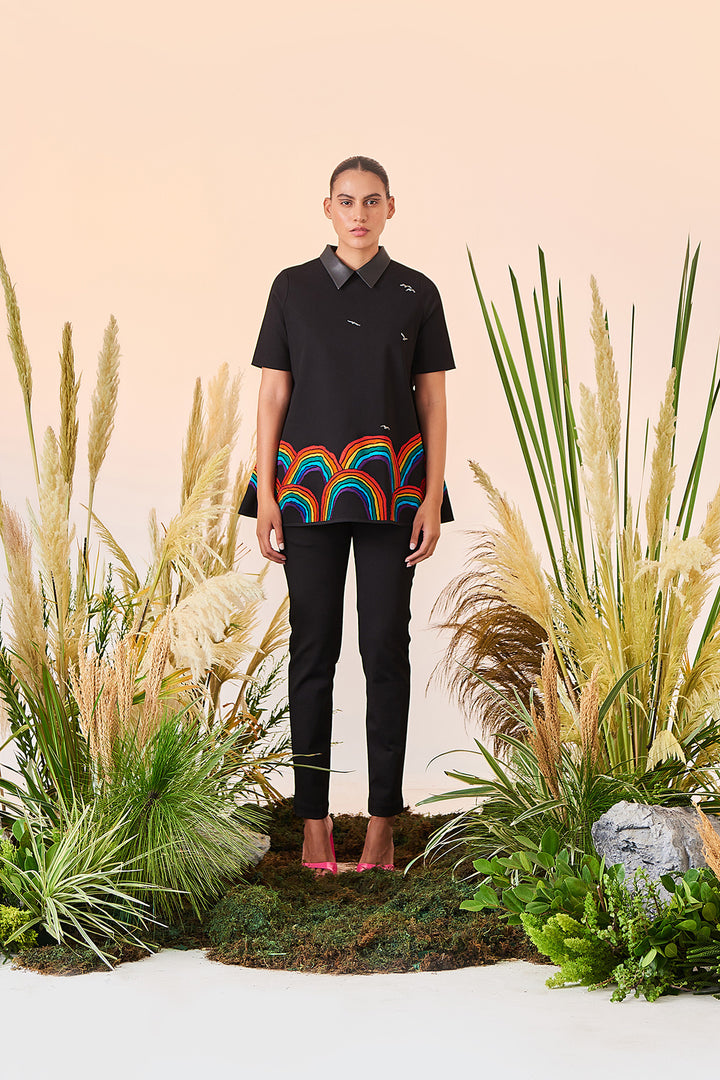 Narrow Pant Of (Rainbows And Birds Flared Top)
