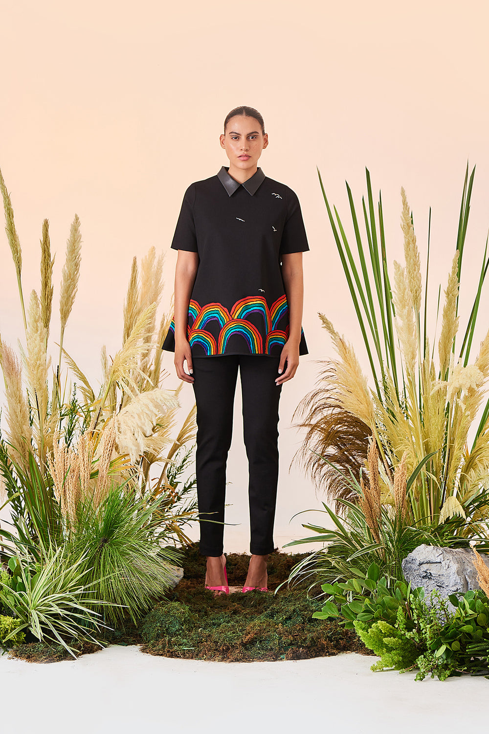 Rainbows And Birds Flared Top