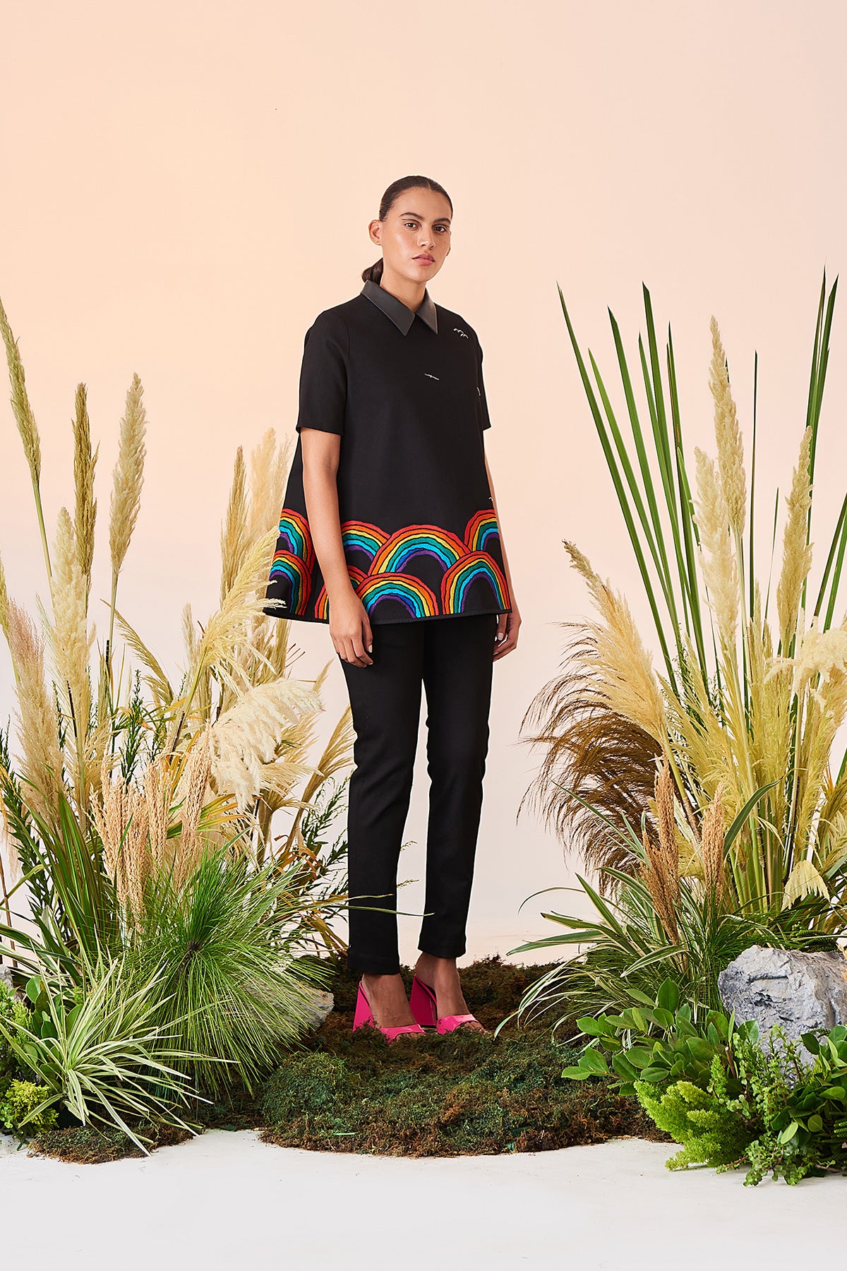Narrow Pant Of (Rainbows And Birds Flared Top)