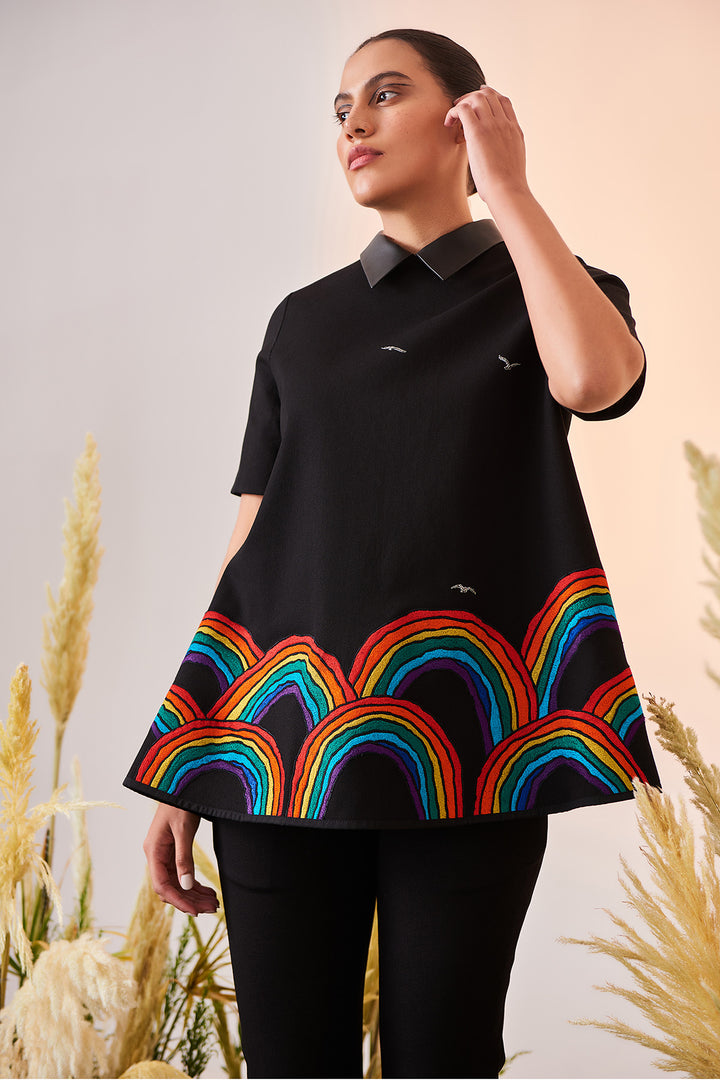 Rainbows And Birds Flared Top