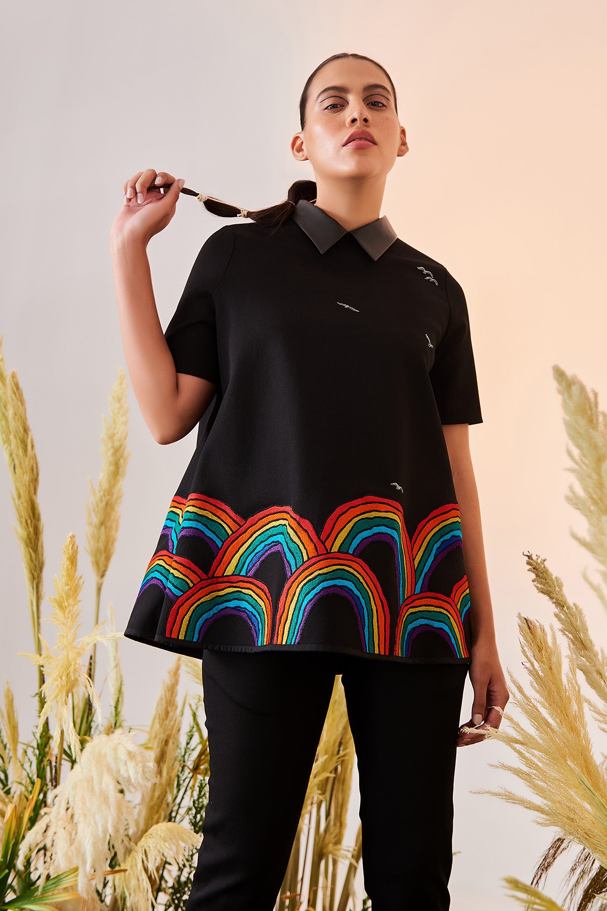 Rainbows And Birds Flared Top