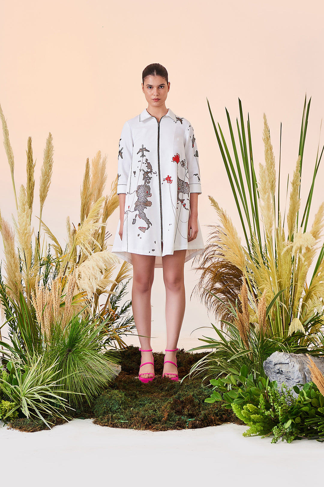 Map Side Triangle Shirt Dress