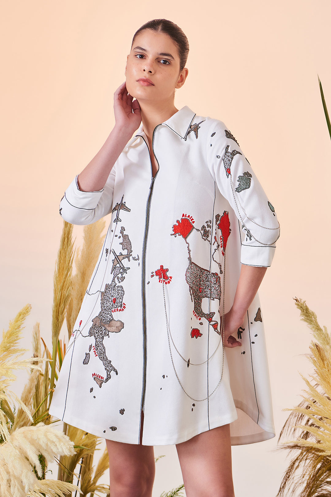 Map Side Triangle Shirt Dress