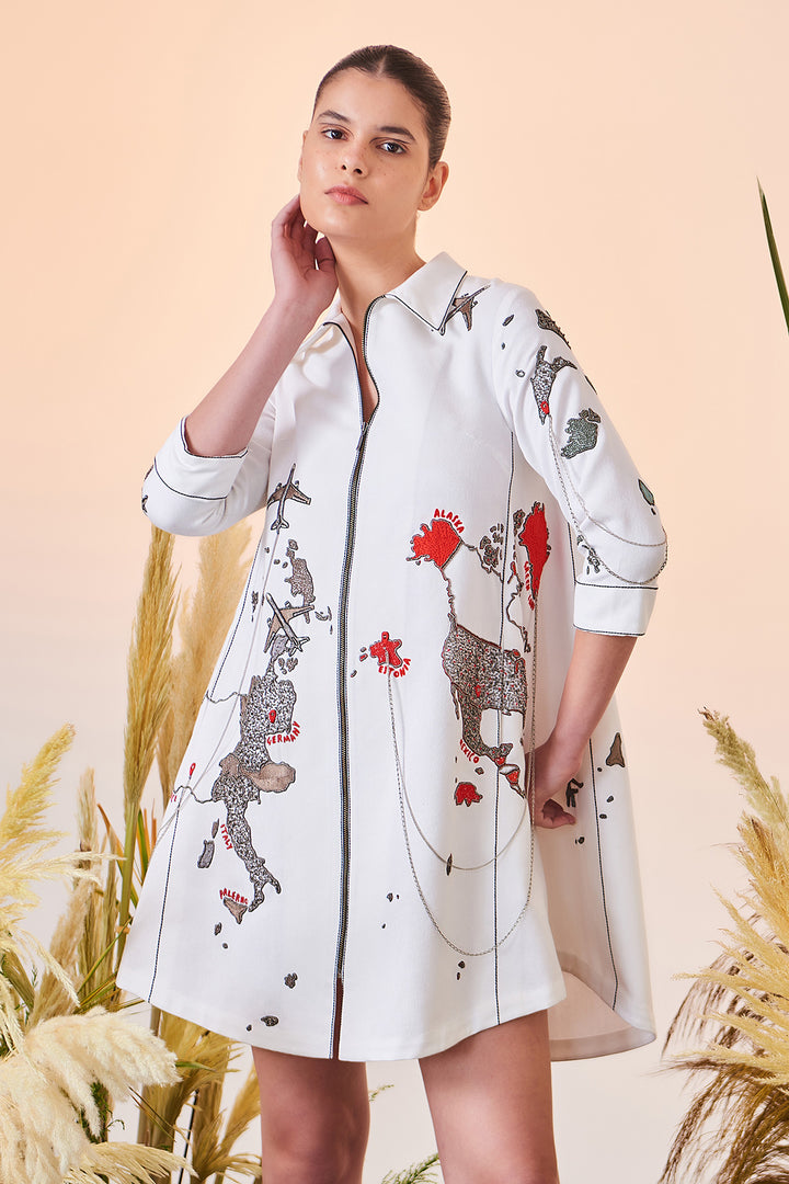 Map Side Triangle Shirt Dress