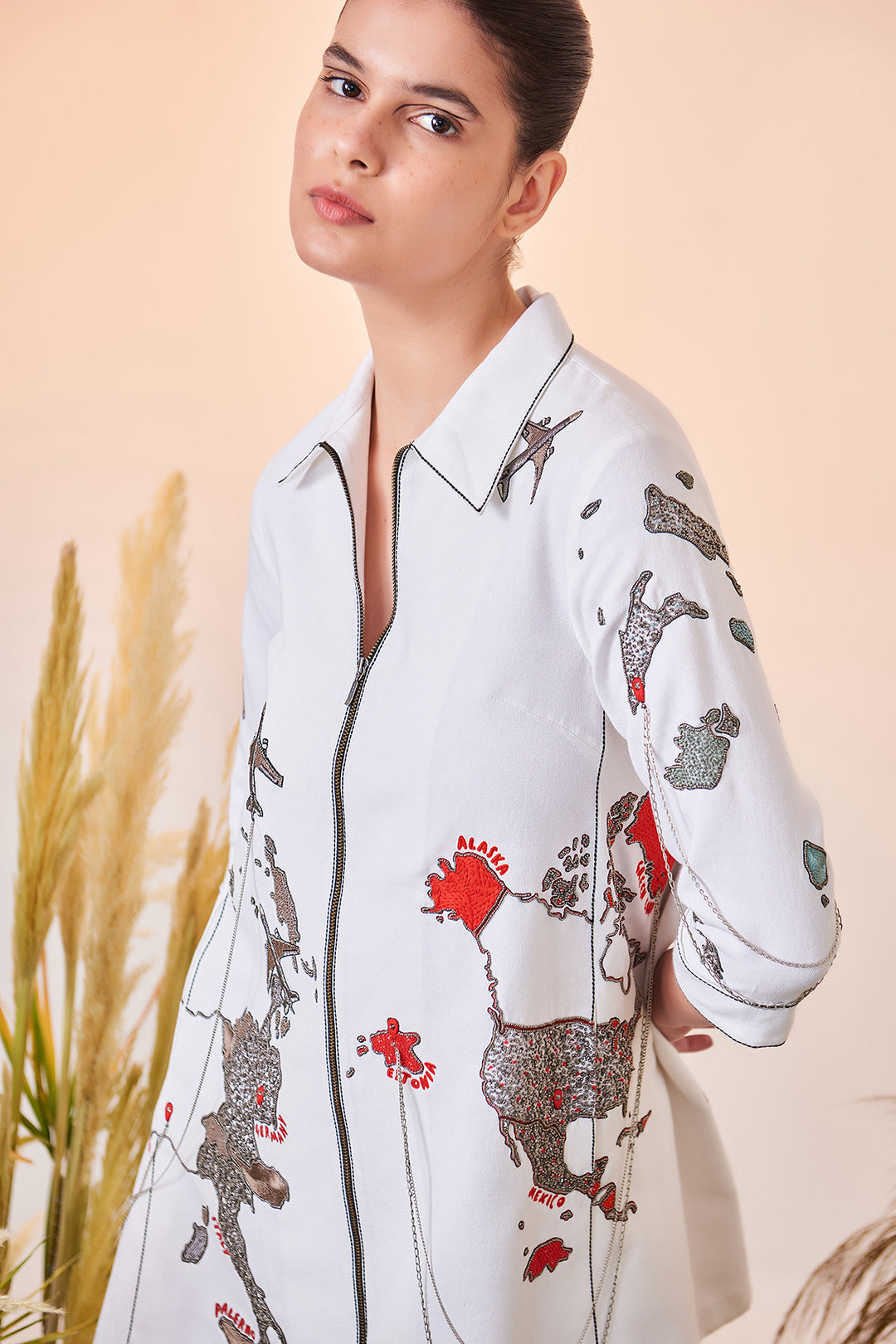 Map Side Triangle Shirt Dress