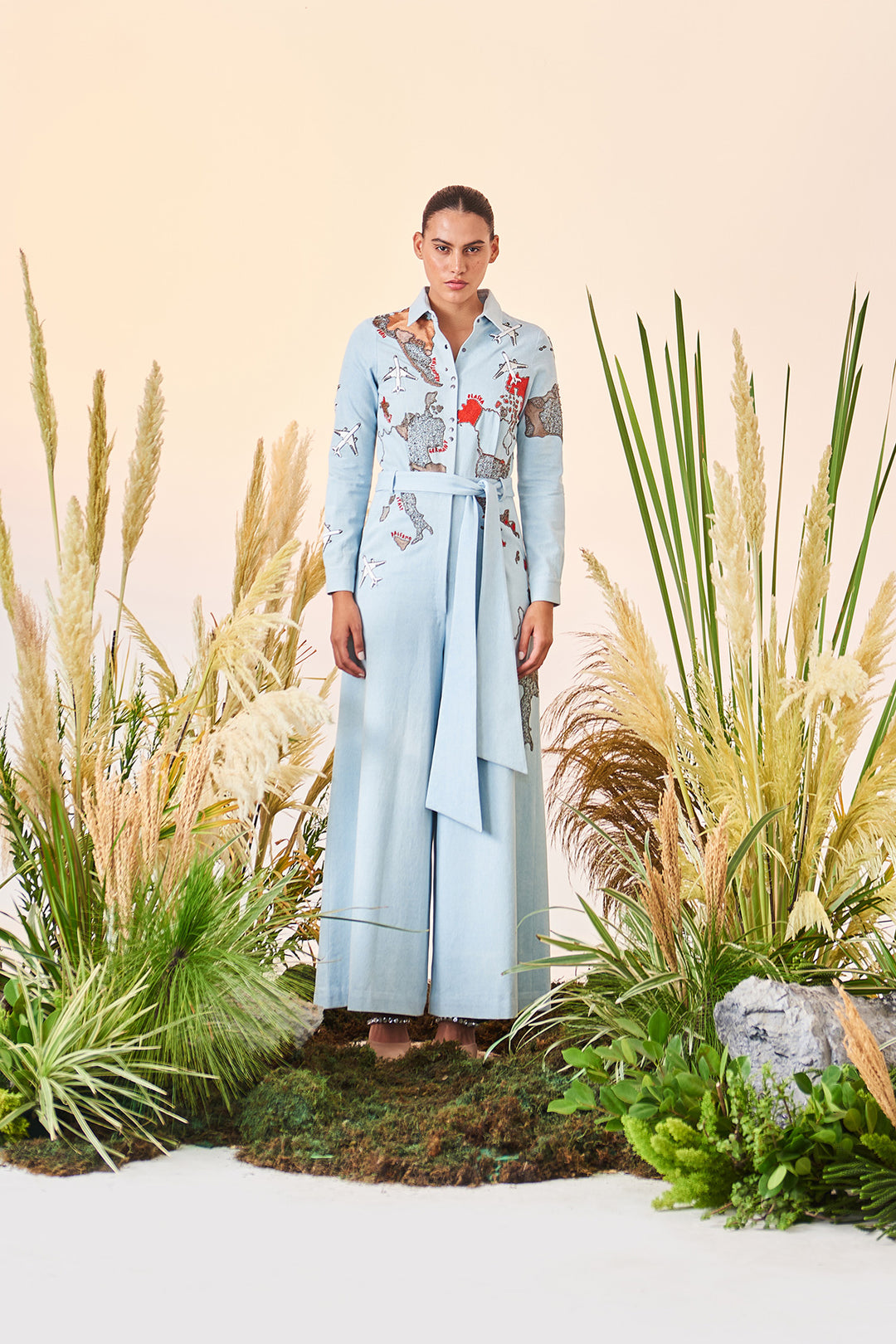 Map Jumpsuit With Belt