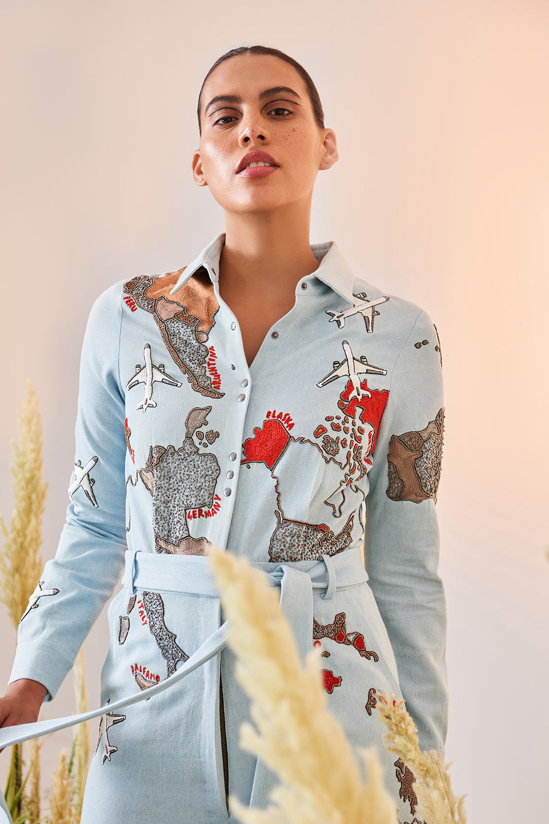 Map Jumpsuit With Belt