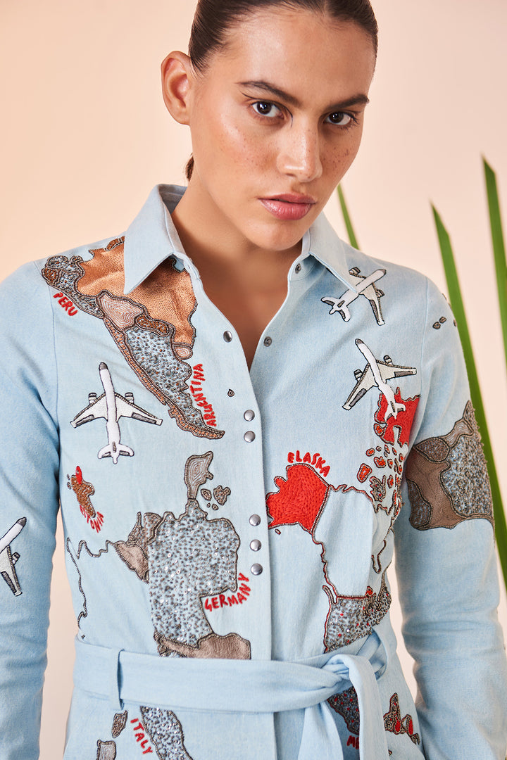 Map Jumpsuit With Belt