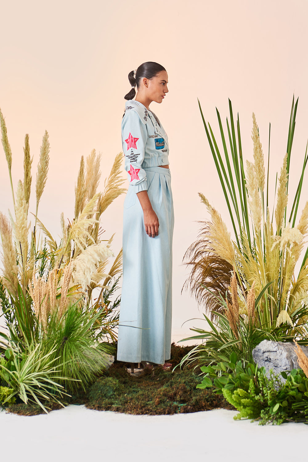 Oh Wow! Biker Jacket With Flared Pant
