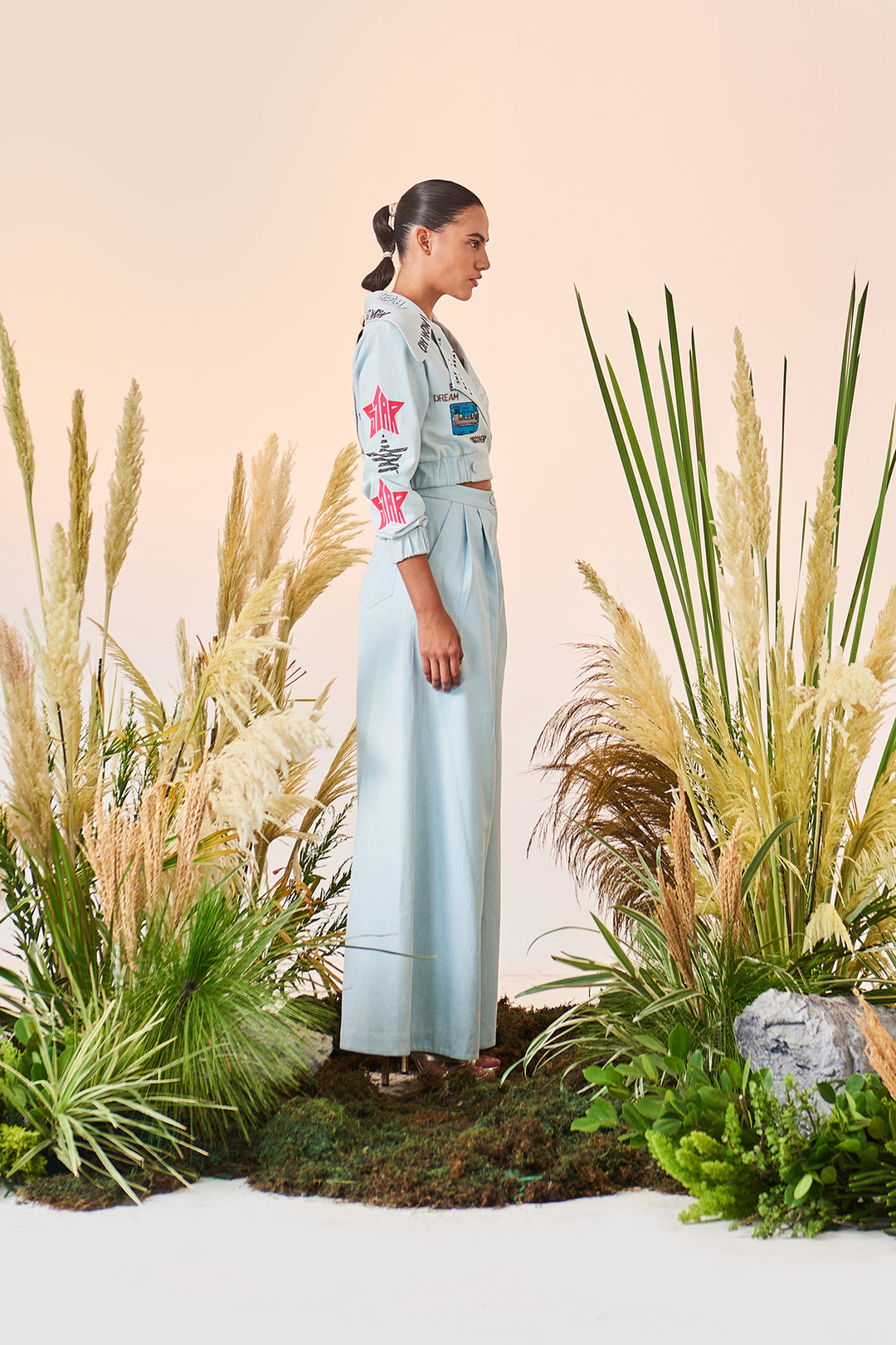 Oh Wow! Biker Jacket With Flared Pant
