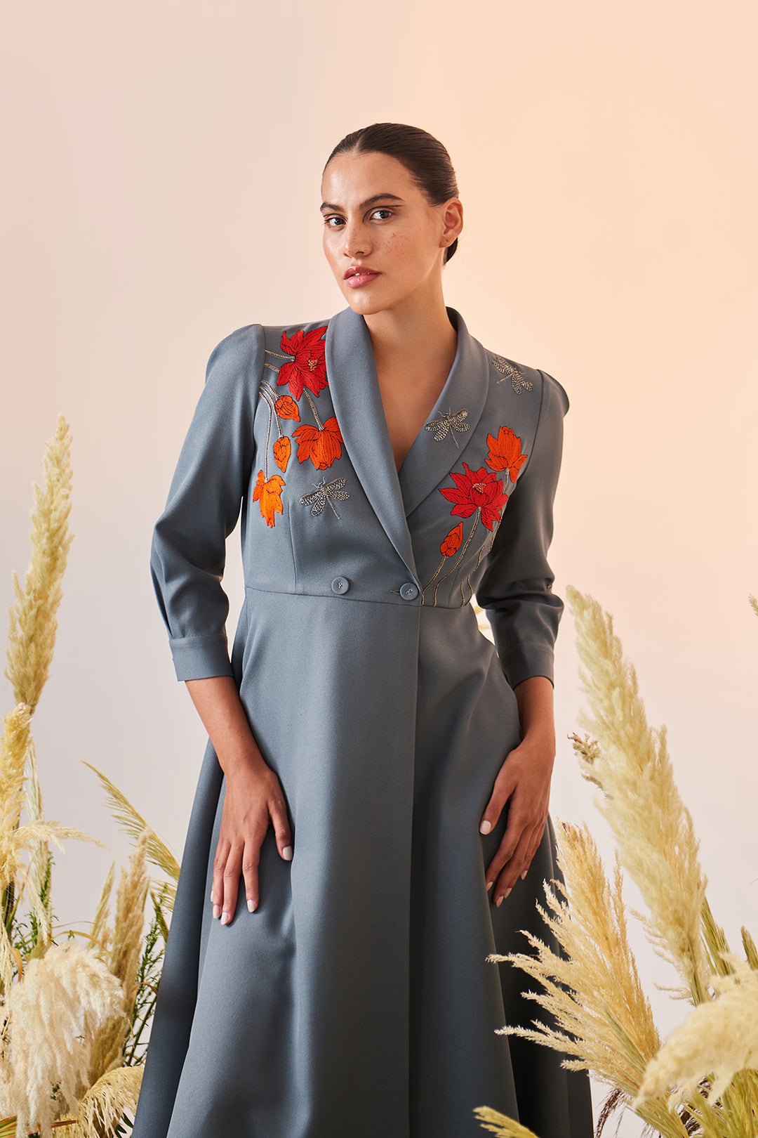 Flower And Dragonflies Wrap Dress