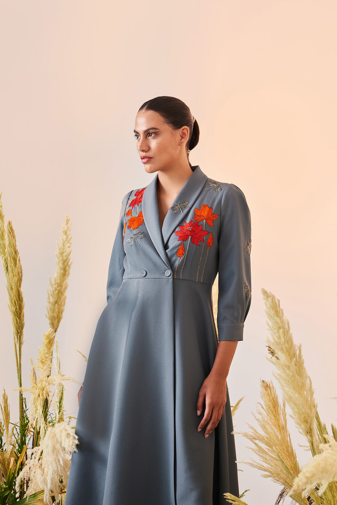 Flower And Dragonflies Wrap Dress