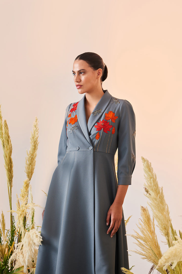 Flower And Dragonflies Wrap Dress