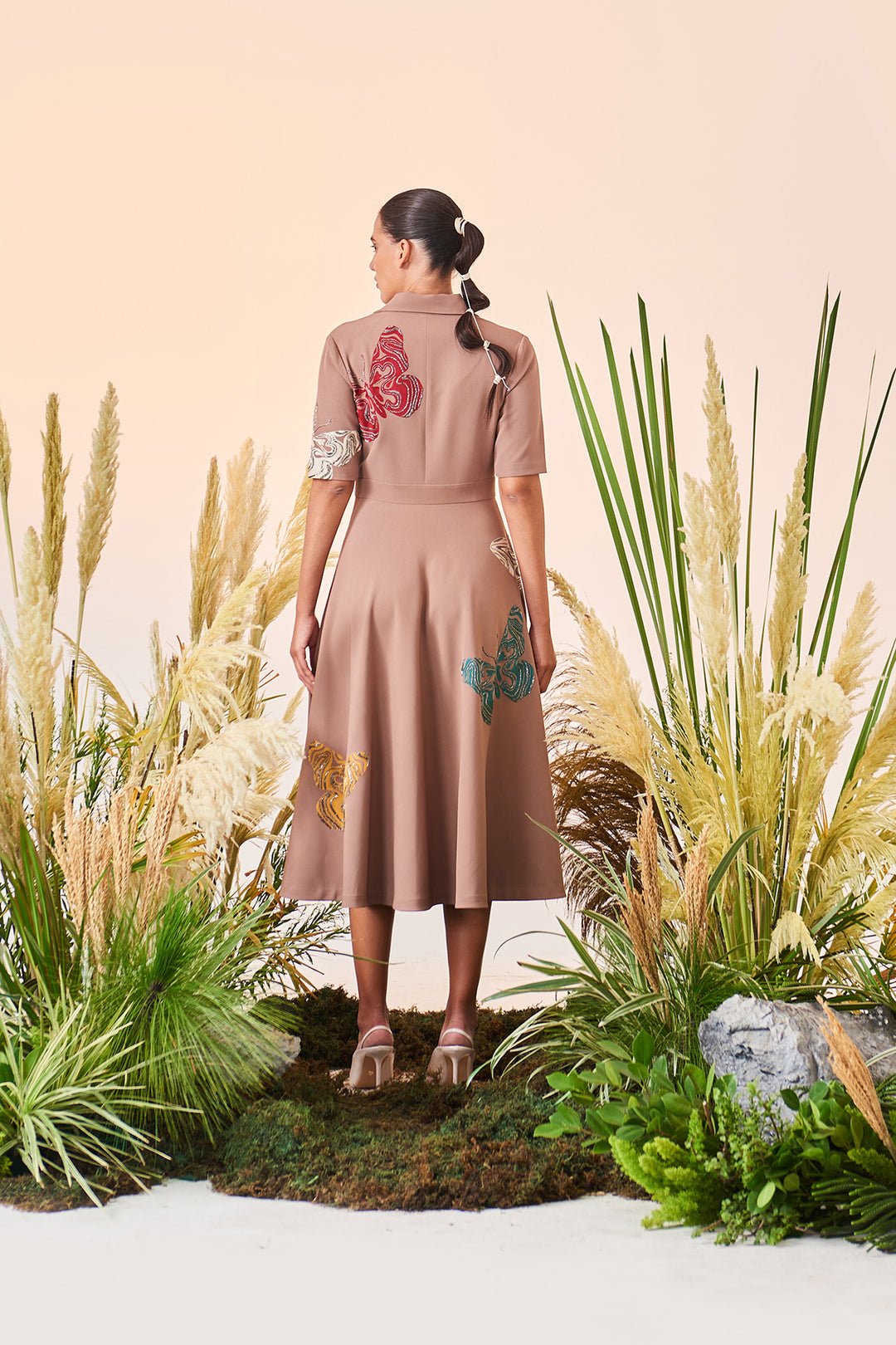 Optical Butterflies Coat Collar Circular Dress