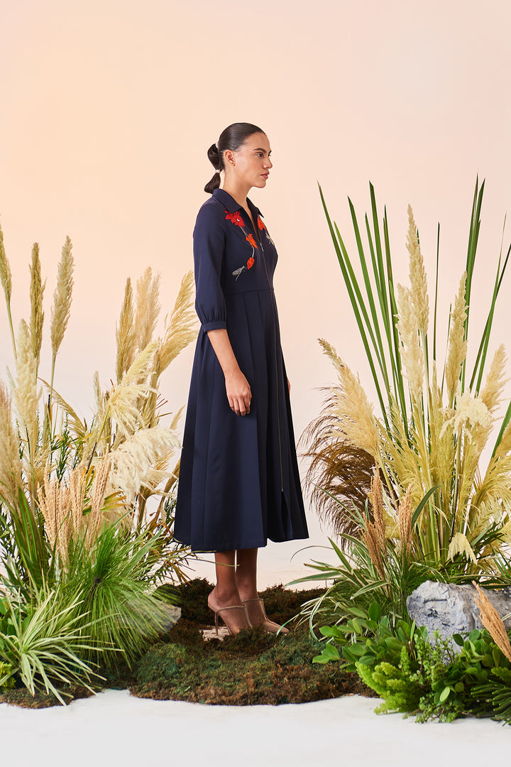 Flower And Dragonflies Long Dress
