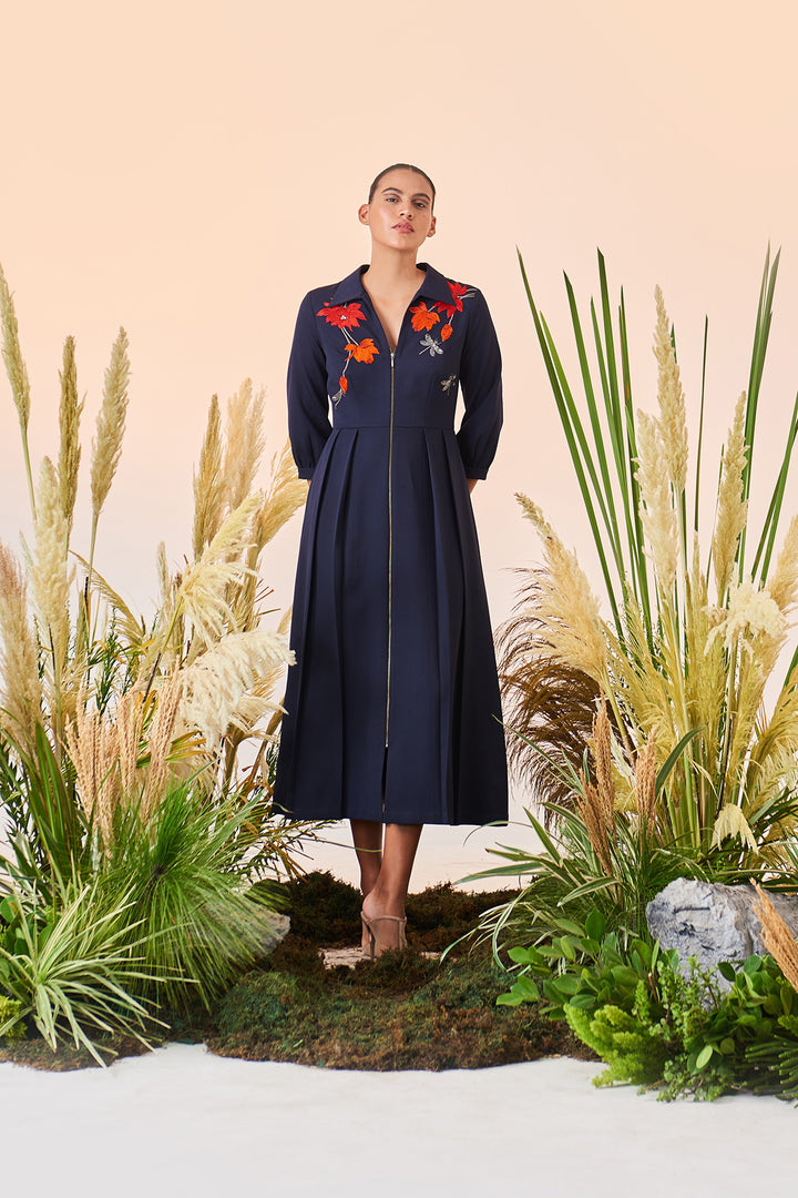 Flower And Dragonflies Long Dress