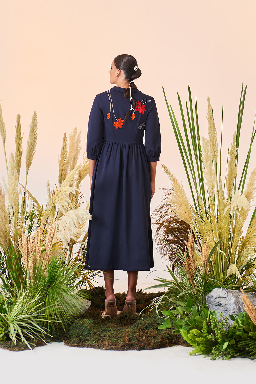 Flower And Dragonflies Long Dress