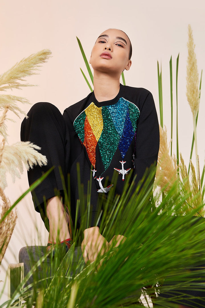 Roshni Chopra In Fly Over The Rainbow Raglan Sweatshirt