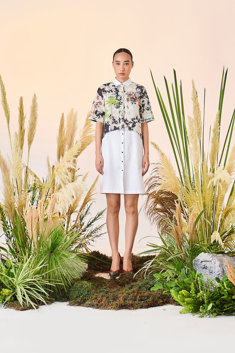 Love Circle Shirt Attached Shift Dress