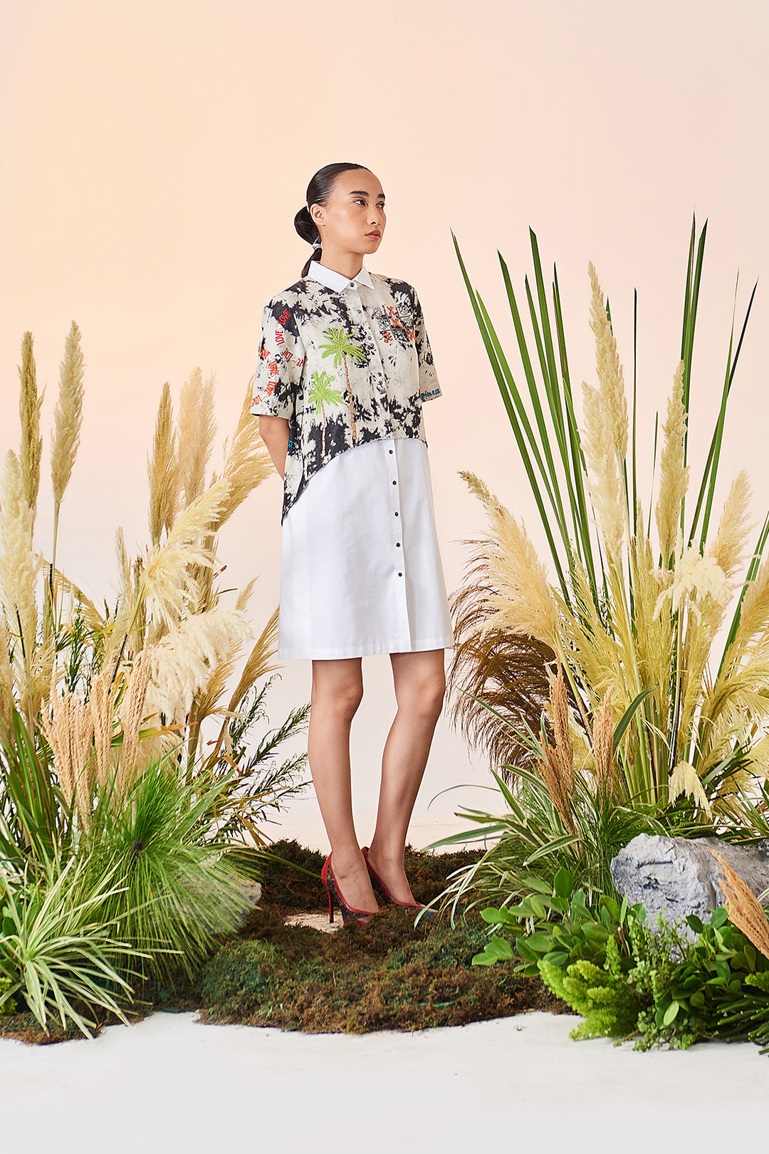 Love Circle Shirt Attached Shift Dress