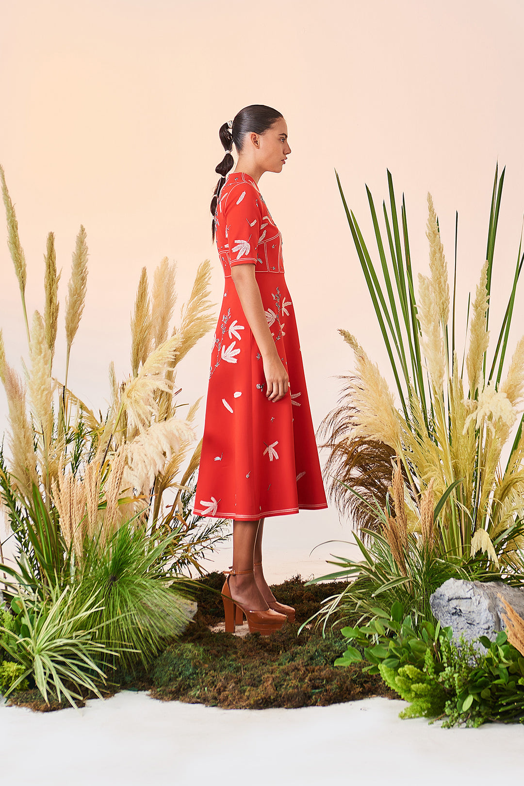 Tiny Branches Corset Midi Dress
