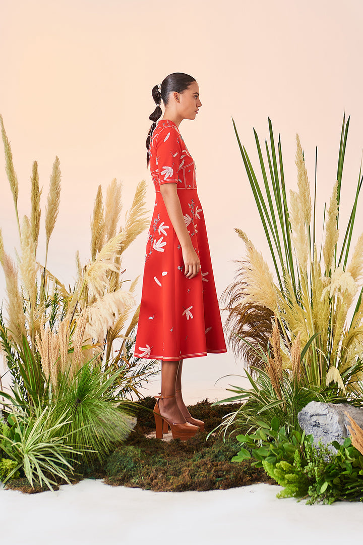 Tiny Branches Corset Midi Dress