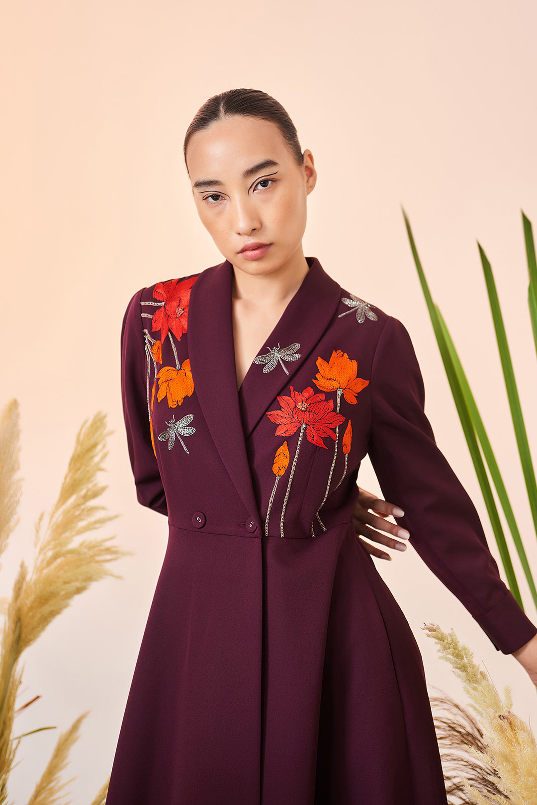 Flower And Dragonflies Wrap Dress