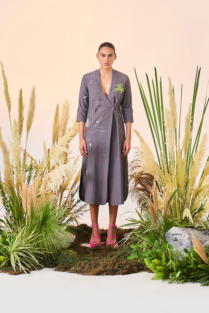 Holiday Long Wrap Dress