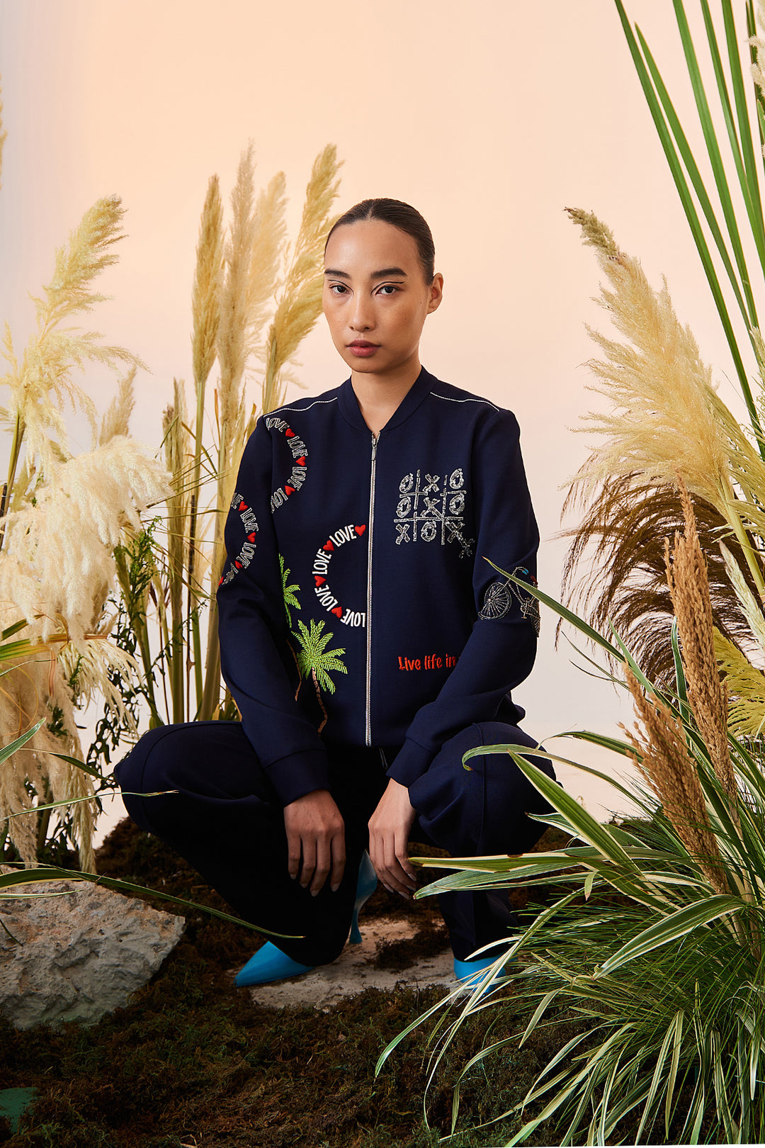 Love Circle Bomber And Pintucked Pant