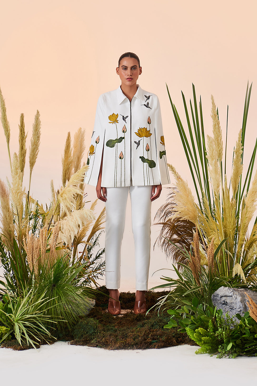 Narrow Pant Of ("Lotus And Humming Bird Cape")