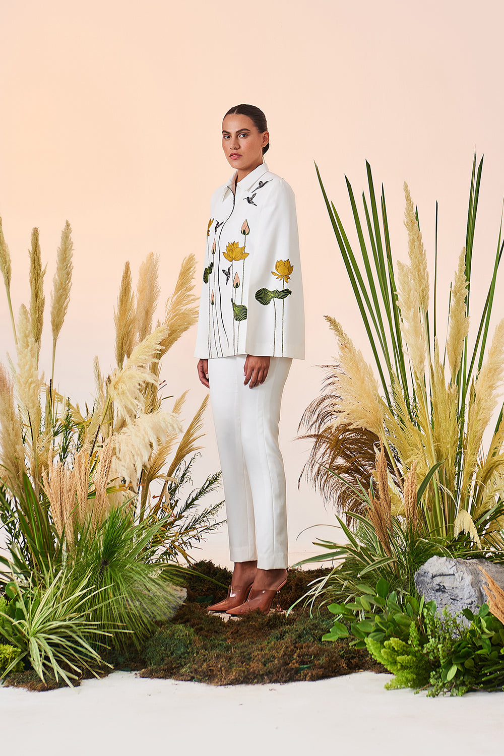 Narrow Pant Of ("Lotus And Humming Bird Cape")